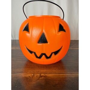 Vintage General Foam Plastics‎ Orange Jack O Lantern Halloween Bucket Pail
